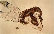 Female Nude Lying on  Her Stomach, Egon Schiele